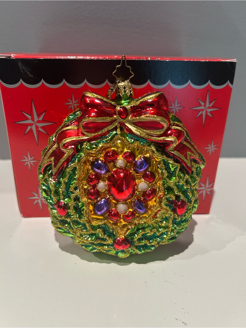 Christopher Radko Jewel-Tone Wreath Ornament -New in Box